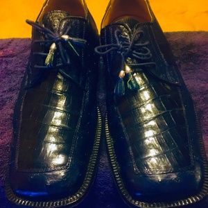 David Eden Alligator/Ostrich Blue Mens  SZ 11